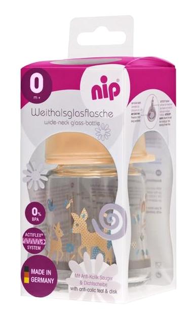 Nip Silikon Gaz Yapmayan Antikolik Yenidoğan Yavaş Akışlı 0+ Ay Desenli Turuncu Biberon 120 ml