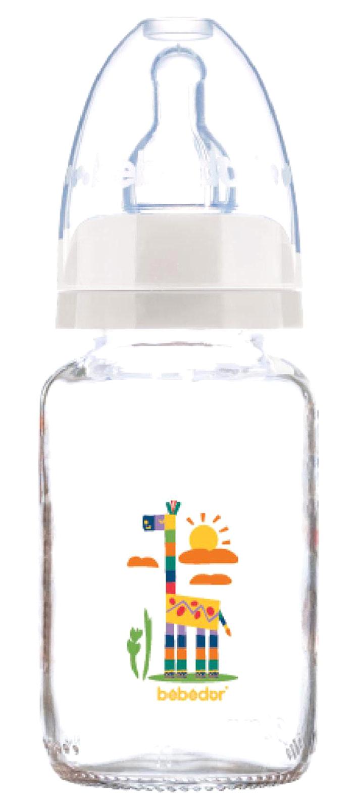 Bebedor Silikon Yavaş Akışlı Desenli Beyaz Biberon 125 ml