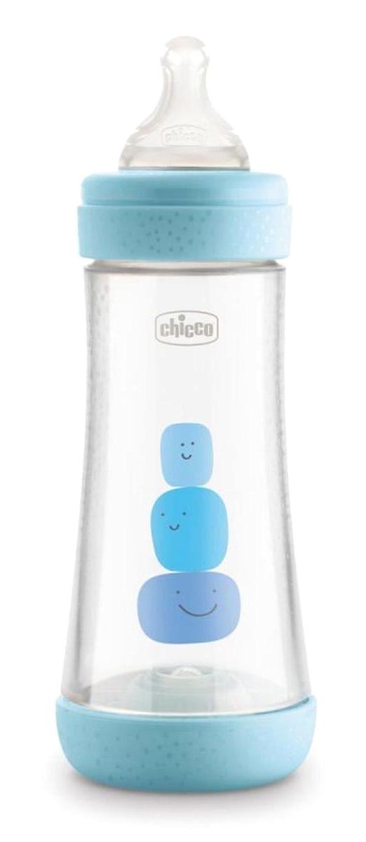 Chicco Perfect5 Silikon Gaz Yapmayan Antikolik 2+ Ay Desenli Mavi Biberon 240 ml