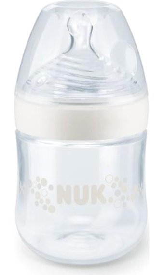 Nuk Silikon Yenidoğan 0-6 Ay Desenli Beyaz Biberon 150 ml