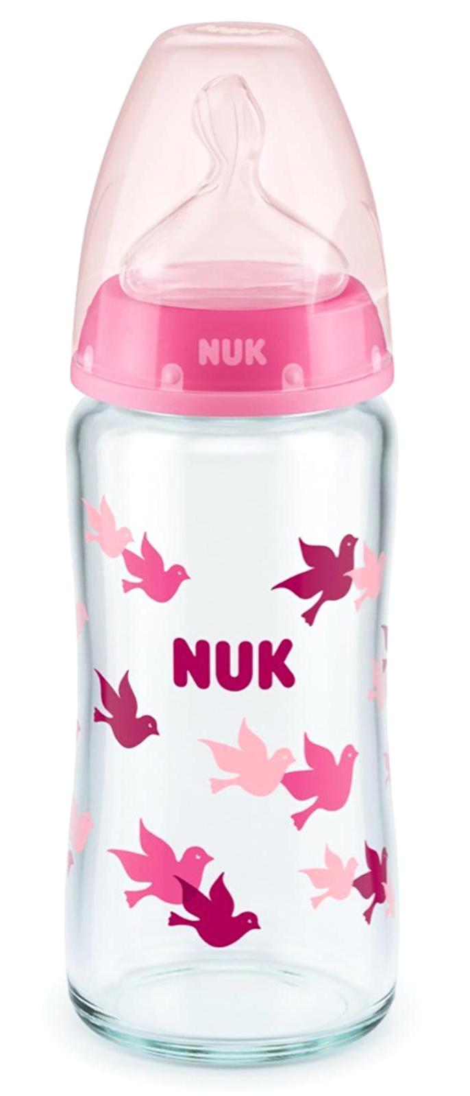Nuk Silikon Yenidoğan 0-6 Ay Desenli Pembe Biberon 240 ml