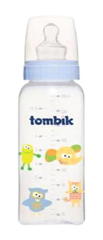 Tombik Silikon 6+ Ay Desenli Mavi Biberon 250 ml