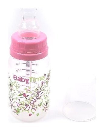 Baby Time Silikon Gaz Yapmayan Antikolik Yenidoğan Yavaş Akışlı 0-18 Ay Desenli Pembe Biberon 150 ml