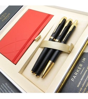 Parker Premium Desenli Siyah Altın Multi Set Dolma Kalem