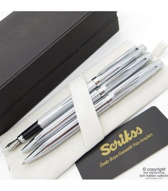Scrikss 722W 3'lü Set Krom Dolma Kalem
