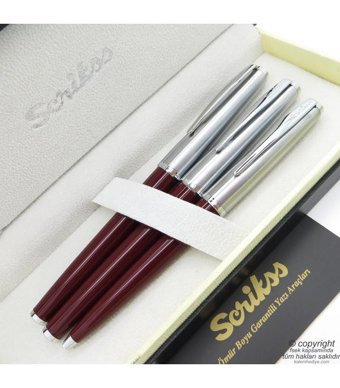 Scrikss 78 3'lü Set Bordo Dolma Kalem