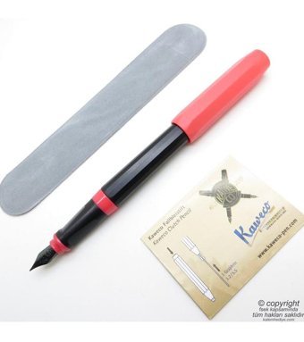 Kaweco Perkeo Siyah / Pembe Kadife Kılıflı e Dolma Kalem