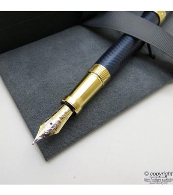 Parker Duofold Prestij Mavi C Vron Ct 18K Altın Uç Dolma Kalem