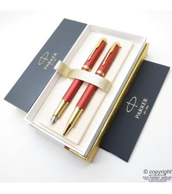 Parker Premium Saten Kırmızı Dolma Kalem