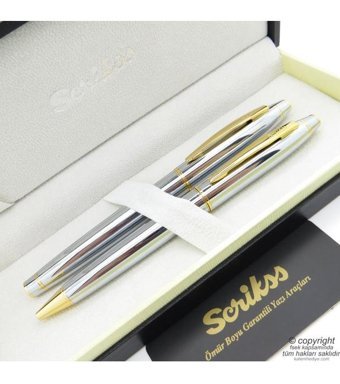 Scrikss 35 2'li Siyah Gold Altın Kutulu Seti Dolma Kalem