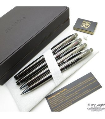 Scrikss 35 4'lü Set Titanium Deri Dolma Kalem