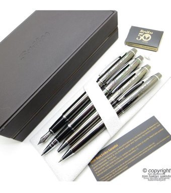 Scrikss 35 4'lü Set Titanium Deri Dolma Kalem