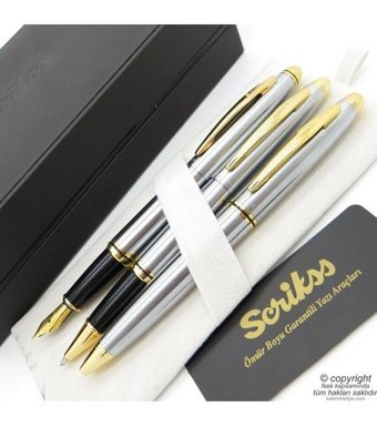 Scrikss 88 3'lü Set Gold Krom Dolma Kalem