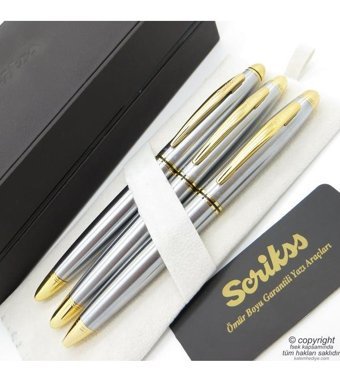 Scrikss 88 3'lü Set Gold Krom Dolma Kalem