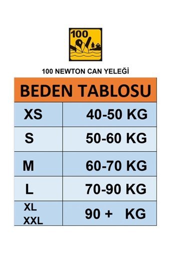 Mesica GDR-002 100 Newton Fermuarlı Sertifikalı Yetişkin Turuncu XS Can Yeleği