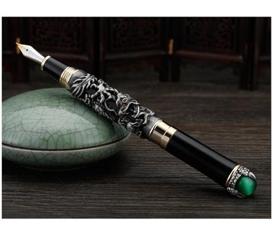 Forestbird Dragon Ball Kaligrafi Panlong Masif Ahşap Altın Dolma Kalem