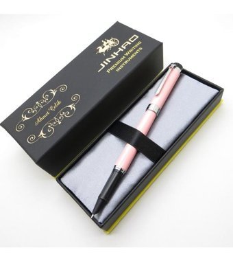Jinhao Kırmızı Taşlı Tam Metal Pembe le Dolma Kalem