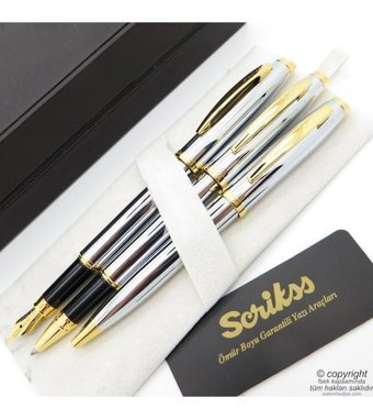 Scrikss 39 3'lü Takım Gold Krom Dolma Kalem