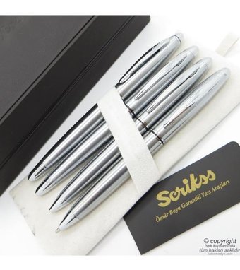 Scrikss 88 4'lü Set Krom Deri Dolma Kalem