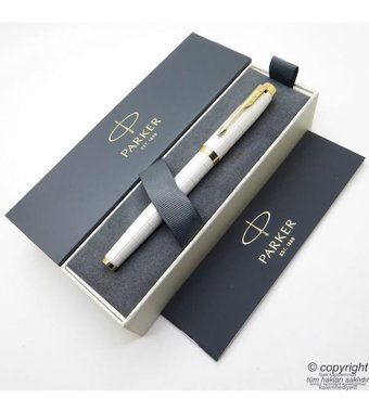 Parker Premium Beyaz Altın Desenli l Dolma Kalem
