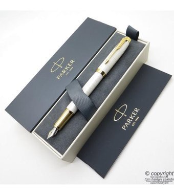 Parker Premium Beyaz Altın Desenli l Dolma Kalem