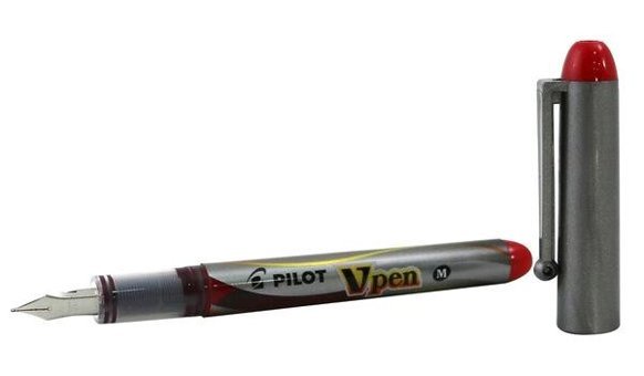 Pilot V-Pen Silver Kullan-At M Kırmızı Dolma Kalem