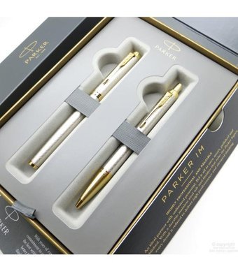 Parker Premium Desenli Saten Altın Dolma Kalem