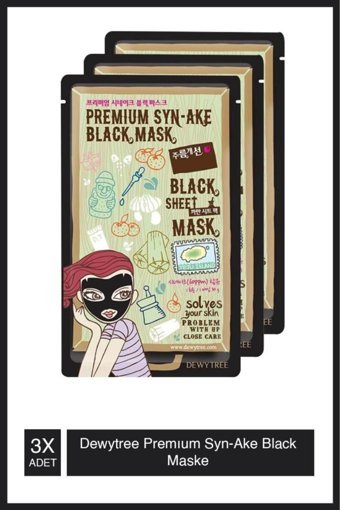 Dewytree Deep Detox Premıum Syn-ake Black Nemlendiricili Kağıt Yüz Maskesi 3 Adet