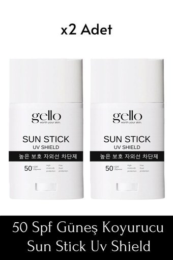 Gello Stick 50 Faktör Tüm Ciltler İçin Nemlendirici Suya Dayanıklı Yüz Güneş Kremi 2x50 ml