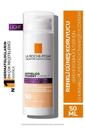 La Roche Posay Anthelios Pigment Renkli 50 Faktör Tüm Ciltler İçin Leke Karşıtı Nemlendirici Aydınlatıcı Kapatıcılı Yağsız Suya Dayanıklı Yüz Güneş Kremi 50 ml
