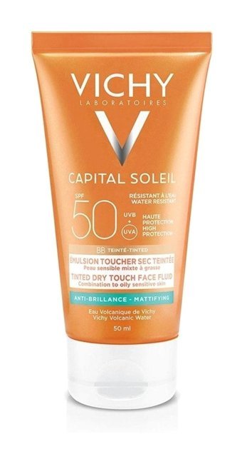 Vichy Ideal Soleil Renkli 50 Faktör Tüm Ciltler İçin Nemlendirici Kapatıcılı Suya Dayanıklı Yüz ve Vücut Güneş Kremi 50 ml
