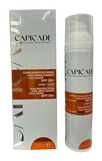 Capicade For Anti-Aging Collagen 50 Faktör Tüm Ciltler İçin Nemlendirici Suya Dayanıklı Yüz Güneş Kremi 50 ml