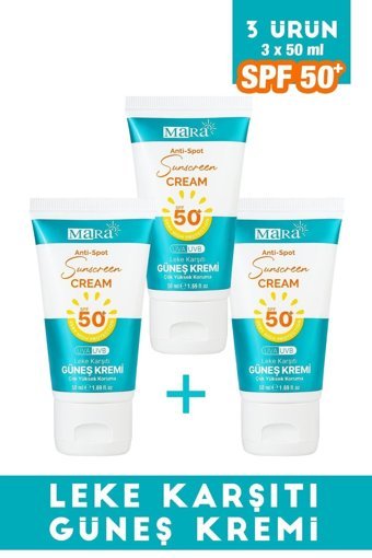 Mara Anti-Spot 50 Faktör Tüm Ciltler İçin Leke Karşıtı Nemlendirici Yağsız Suya Dayanıklı Yüz Güneş Kremi 50 ml