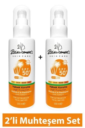 Rosawomans 50 Faktör Tüm Ciltler İçin Nemlendirici Suya Dayanıklı Yüz Güneş Kremi 2x100 ml