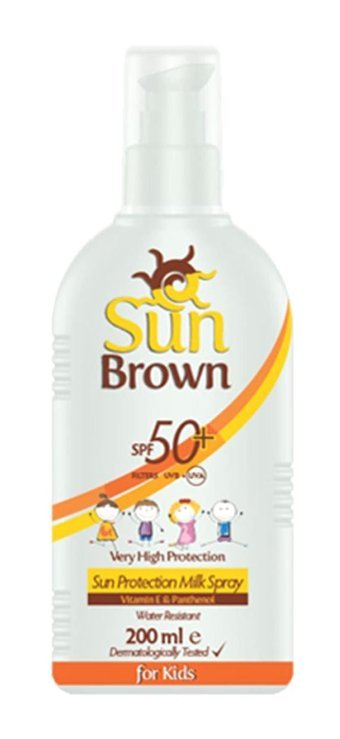 Sun Brown 50 Faktör Tüm Ciltler İçin Leke Karşıtı Nemlendirici Yağsız Suya Dayanıklı Yüz ve Vücut Güneş Kremi 200 ml