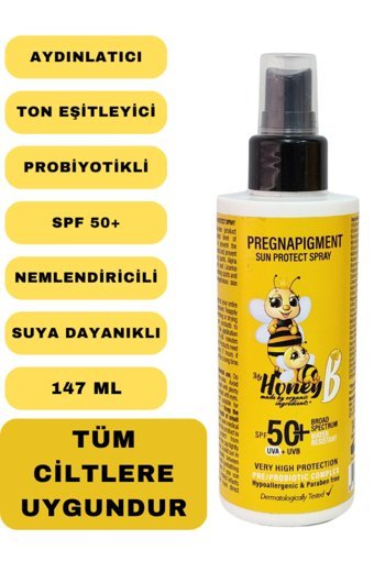 My Honey B 50 Faktör Tüm Ciltler İçin Leke Karşıtı Nemlendirici Yağsız Suya Dayanıklı Yüz ve Vücut Güneş Kremi 50 ml
