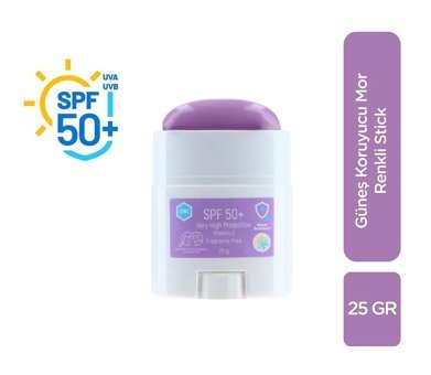 Bilge Öztürk Stick Mor Renkli 50 Faktör Tüm Ciltler İçin Nemlendirici Kapatıcılı Suya Dayanıklı Yüz Güneş Kremi 50 ml