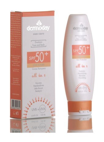 Dermoday 50 Faktör Tüm Ciltler İçin Leke Karşıtı Nemlendirici Yağsız Suya Dayanıklı Yüz ve Vücut Güneş Kremi 50 ml