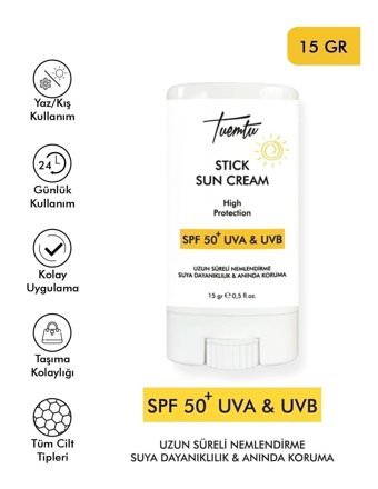 Tuemtu 50 Faktör Tüm Ciltler İçin Leke Karşıtı Nemlendirici Yağsız Suya Dayanıklı Yüz ve Vücut Güneş Kremi 50 ml