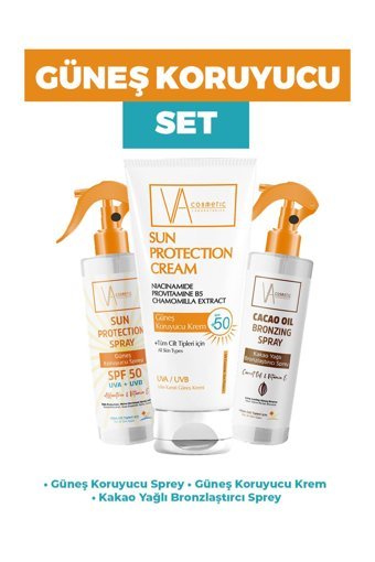 Va Cosmeti̇c 50 Faktör Tüm Ciltler İçin Leke Karşıtı Nemlendirici Yağsız Suya Dayanıklı Yüz ve Vücut Güneş Kremi 50 ml