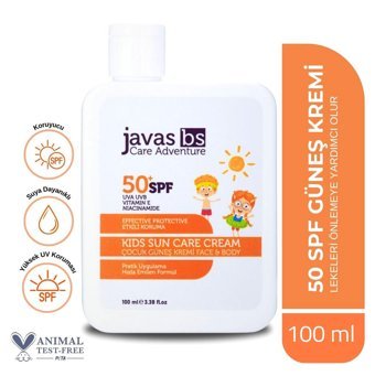 Javas Bs 50 Faktör Tüm Ciltler İçin Leke Karşıtı Nemlendirici Yağsız Suya Dayanıklı Yüz ve Vücut Güneş Kremi 50 ml