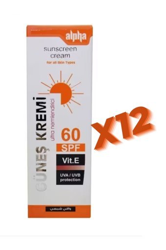 Alpha 60 Faktör Tüm Ciltler İçin Leke Karşıtı Nemlendirici Yağsız Suya Dayanıklı Yüz ve Vücut Güneş Kremi 12x100 ml