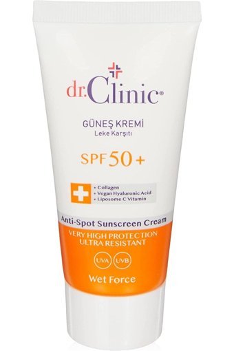 Dr. Clinic 50 Faktör Tüm Ciltler İçin Leke Karşıtı Nemlendirici Yağsız Suya Dayanıklı Yüz ve Vücut Güneş Kremi 40 ml