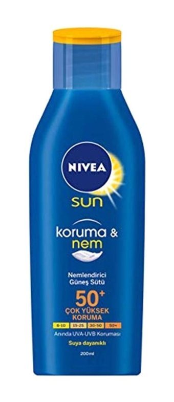 Nivea Sun 50 Faktör Tüm Ciltler İçin Leke Karşıtı Nemlendirici Yağsız Suya Dayanıklı Yüz ve Vücut Güneş Losyonu 200 ml