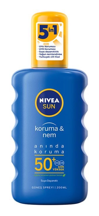 Nivea Sun 50 Faktör Tüm Ciltler İçin Nemlendirici Suya Dayanıklı Yüz Güneş Losyonu 50 ml