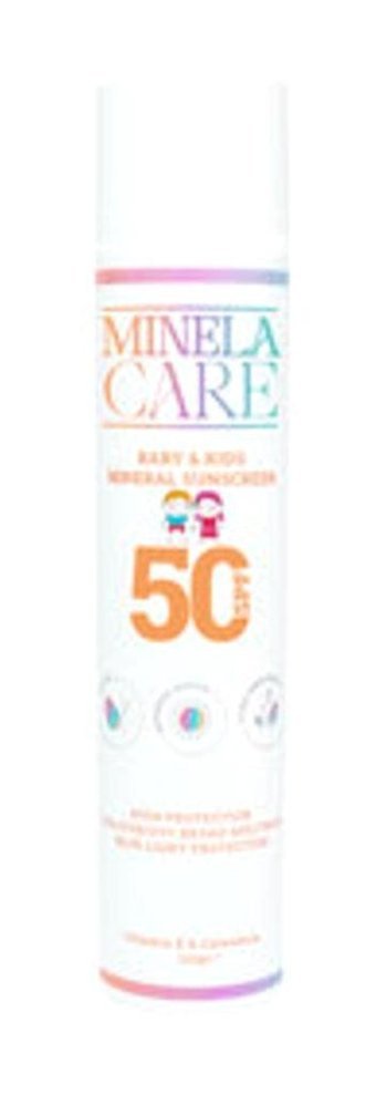 Minela Care Baby 50 Faktör Tüm Ciltler İçin Leke Karşıtı Nemlendirici Yağsız Suya Dayanıklı Yüz ve Vücut Güneş Kremi 110 ml