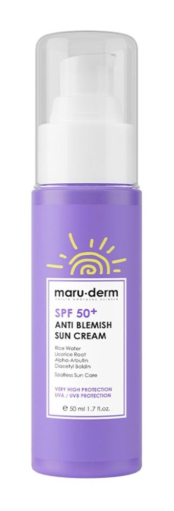Maru.Derm 50 Faktör Tüm Ciltler İçin Leke Karşıtı Nemlendirici Suya Dayanıklı Yüz Güneş Kremi 50 ml