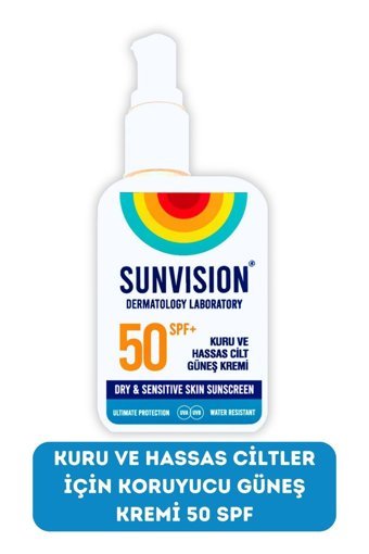 Sunvision 50 Faktör Hassas Ciltler İçin Leke Karşıtı Nemlendirici Yağsız Suya Dayanıklı Yüz ve Vücut Güneş Kremi 50 ml