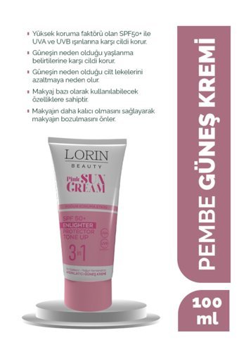 Lori̇n Beauty 50 Faktör Tüm Ciltler İçin Leke Karşıtı Nemlendirici Yağsız Suya Dayanıklı Yüz ve Vücut Güneş Kremi 50 ml