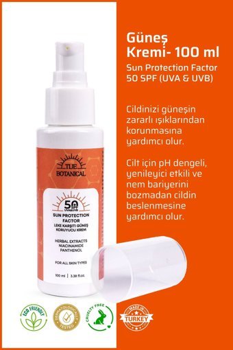Ti̇je Botani̇cal 50 Faktör Tüm Ciltler İçin Nemlendirici Suya Dayanıklı Yüz Güneş Kremi 100 ml